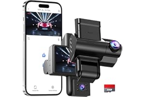 JCPYIUL Dashcam per auto anteriore posteriore con monitoraggio di parcheggio, 2 K + 1080P telecamera di sorveglianza auto con scheda SD da 32 GB, rilevamento del movimento, visione notturna a