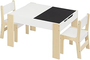 Stół dziecięcy Lestarain z krzesłami 2, stolik dziecięcy z miejscem do przechowywania, stół do malowania dla dzieci, zestaw mebli dziecięcych, schowki 4