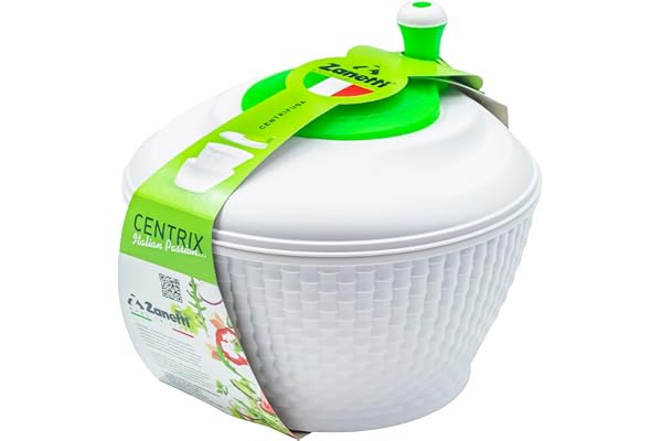 Zanetti, Centrifugeuse pour salade 4 l, centrifugeuse à salade, couleur blanc et vert, séchage parfait, fabriqué en Italie