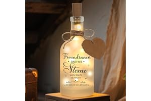 Wishstar Geschenk für Freundin, LED Flaschenlicht mit Spruch, Freundinnen sind wie Sterne, Beleuchtete Flasche, Geburtstagsgeschenk für Freundin, Freundinnen geschenkideen, Beste Freunde Geschenke
