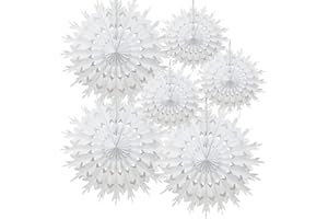 Time to Sparkle 6 Pack Mix Tissue Paper Fan Party Fan Snowflake Christmas Wedding Decoration White