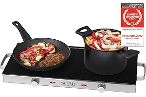 ‎TZS FIRST AUSTRIA TZS First Austria - Kochplatte Infrarot 2er Glaskeramik-Herdplatte ALLE Topfarten 2800W - Doppelkochplatte Kochfeld elektrisch für Umzug, Camping & Wohnung - Stufenlose Einstellung & Kontrollleuchte