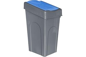 Optimal Products 50L Plastic Recycling Bin Rubbish Dustbin Kitchen Garden Recycle Waste Bin With Lid (Blue, 1)