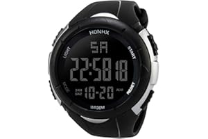 Routefuture Montre Sport Homme Digitale avec Grand Cadran Analogique et LED Numérique, Digital Montre Bracelet Homme Garçon, Chronographe, Bracelet en Résine
