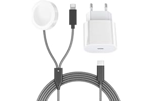 AUGLEY Upgraded SchnellLadekabel für Apple Watch iPhone, 2in1 5.0ft iWatch Ladegerät mit 20W USB C Schnellladegeräte für iWatch 8/SE/7/6/5/4/3 & iPhone 14/13/12/11