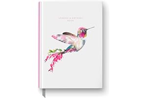 LOLA DESIGN LTD Lola Design - A5 Address & Birthday Book, Hummingbird Design - Planners & Organisers - Hardcover Notebook with A-Z Alphabet Tabs and Satin Ribbon Marker - 148x210mm, 128 Pages