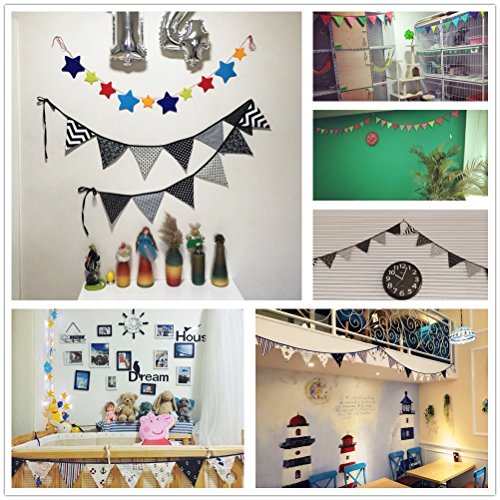 Yiuswoy 10 Feet Triangles Flag Banner Pennant Garlands Cotton Fabric Bunting for Indoor Outdoor Birthday Wedding Party Decoration - Black White reviews Yiuswoy 10 Feet Triangles Flag Banner Pennant Garlands Cotton Fabric Bunting for Indoor Outdoor Birthday Wedding Party Decoration - Black White