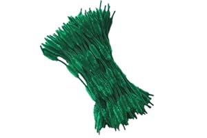 Carykon Pack of 100 Pipe Cleaners Fuzzy Bumpy Chenille Stems For Diy Art Craft (Green)