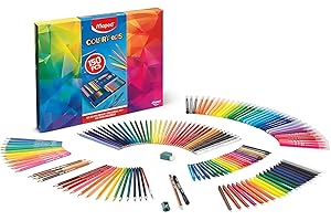 Maped Set de Colores 150 Piezas, Color'Peps Infinity Collection, Incluye Crayones Rotuladores y Lápices de Colores, Lavables y No Tóxicos, Estuche Portátil Duradero, Ideal para Niños