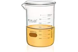 Ulab Glasbecher, strapazierfähig, mit doppelter Skala bedruckter Skala, Vol.4000 ml, UBG1067