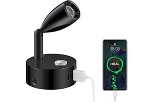 ERWEY Lampada da lettura a LED 12V camper touch dimmerabile 3 modalità di temperatura colore, lampada da parete con connessioni USB A+C, spot DC 12V-24V per barca auto camper van yacht, nero