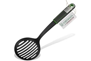 FACKELMANN CHEFKOCH Abseihlöffel Premium – Perfekt zum Abseihen für Klöße, Maultaschen & Mehr – Hitzebeständig bis 270°C – Schonend für Beschichtete Töpfe, Soft-Touch-Griff, Länge: 31,5 cm