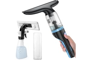 iDOO Limpiacristales Electrico con batería recargable de litio, Autonomía Batería: 40 min, Tanque Transparente 360ML, Pulverizador y Paño Microfibra, IPX4, Para Ventanas, Azulejos de Baño
