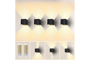 KITTVEGI 4 Pezzi Applique da Parete Interno con Lampadina Sostituibile G9 LED, Applique da Parete Esterno Moderno 9W 3000K Bianco Caldo, Lampade da Parete IP65 Impermeabile Angolo del Fascio Regolabile-Nero