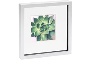 Nicola Spring 10 x 10 3D Shadow Box Photo Frame - Craft Display Picture Frame with 6 x 6 Mount - Glass Aperture - White