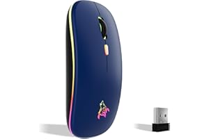 TQQ Mouse wireless ricaricabile, mouse retroilluminato a 7 colori con mini ricevitore USB da 2,4 GHz, mouse gaming, compatibile con laptop, PC, computer, Chromebook, Notebook e iPad Etc