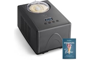 SPRINGLANE KITCHEN SPRINGLANE Gelatiera Emma 1,5 L con compressore autoraffreddante 150 W, in acciaio inossidabile con contenitore per il ghiaccio rimovibile (Antracite, 1.5 L)