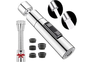 CHUAINXIN Wasserhahn Verlängerung Küche Bad, Wasserhahn Aufsatz Schwenkbar, Strahlregler mit Schlauch, Perlator 360° Drehbarer, Brausekopf für Ausziehbar, mit Wasserhahnadapter für M22 zu M20,M22,M24,G1/2,FM20