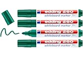 edding 260 beyaz yazı tahtası kalemi, yeşil, 4'l&uuml; set, yuvarlak u&ccedil; 1,5-3 mm