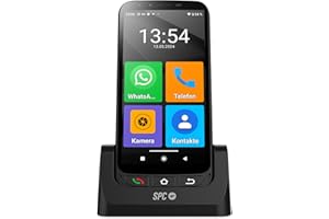 SPC Zeus 4G PRO + Gehäuse - Smartphone für Senioren | Einfacher Modus mit XXL-Symbolen | SOS-Taste, Fernkonfiguration | 4GB RAM, 64GB ROM, Android 11, 13MP Kamera, Ladestation, 5,5", Schwarz