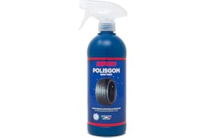 SIPOM POLISGOM Nero Gomme Auto Spray Professionale Lucida Rinnova Pneumatici Fascioni e Plastiche Esterne Protettivo Ridona Elasticità Brillantezza, Evita Screpolature 500ml Made in Italy