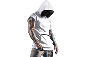 Lomon Herren Tank Top Muskelshirt Ärmelloser Hoodie Sport Tanktop Fitness Gym Shirt mit Handytaschen