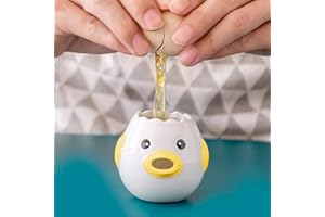 2XK-NOV Separador de huevos, separador de yema de huevo de cerámica, separador de filtro clara de huevo, herramienta extractora de huevos, Lindo cocina portátiles para hornear (amarillo)