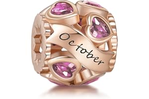 NINGAN Argent sterling 925 Pierre de naissance or rose et argent Convient pour les femmes serpentine bracelet collier Maman famille cadeau d'anniversaire