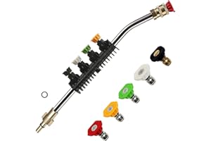 OHAYORI Lancia ad Alta Pressione per Autolavaggio, Lancia Prolunghe Angolata da 38 cm con 5 Ugelli ad Attacco Rapido, Pistola a Spruzzo per Idropulitrice Bosch serie AQT & Black & Decker