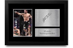 HWC Trading Khabib Nurmagomedov MMA Presenter Tryckt Undertecknad Autograf Bild för UFC Minnessaker Fans - A4 Inramade