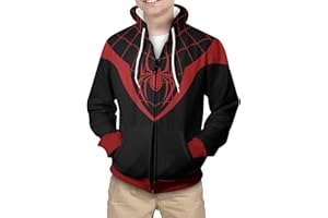 MODRYER Cavaliers Pull Spiderman pour Enfants Far from Home Cosplay Sweat col Rond avec Cordon de Serrage en Vrac Zipper Sweat,04-Medium/150cm