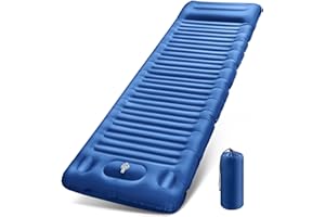 JEMULICE Matelas de Camping avec Pompe à Pied, Épaisseur Améliorée 12CM Tapis de Couchage Autogonflant, Matelas Randonnée avec Oreiller, Matelas Gonflable Ultraléger pour Camping,Tente,Randonnée