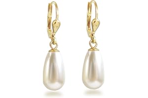 Schöner-SD Gold-Doublé Ohrhänger mit Perlen Ohrringe vergoldet