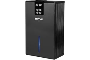 OKYUK Deumidificatore elettrico 2700 ml, deumidificatore per casa con spegnimento automatico, luce LED a 7 colori, ideale per camper, bagno, camera da letto, cantina (nero)