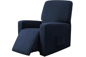 EBETA Copripoltrona Fodera per Poltrona, Coprisedile Chivas Poltrona Reclinabile Relax Completo Elasticizzato con Tasche (Blu)