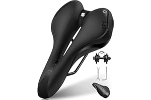 SPGOOD Siodełko rowerowe dla mężczyzn i kobiet, wygodne, szerokie, miękkie, żelowe, ergonomiczne siodełko rowerowe z powłoką i kluczem płaskim, do rowerów górskich, trekkingowych, rowerów wyścigowych,