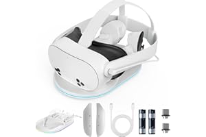 OLYCISM Oculus Base de carga 3S compatible con auriculares 3S y controlador, 2 baterías recargables, iluminación, cargador con indicador