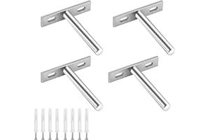 QIYILE Schwimmende Regalhalterungen Regalträger 4 Stück Verdeckt Regalhalter Schwerlast Stahl Regal Halterung Unsichtbar Regalbodenträge mit 12 Schrauben für Regale Wanddeko Schrank