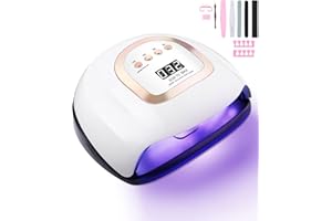 HEUCHAEY Lampa LED UV do paznokci, 220W lampa do paznokci żelowych, inteligentny czujnik podczerwieni,ustawienie timera 10s/30s/60s/99s,odłączana podstawa,odpowiednia dla każdego żelowego lakieru paznokci