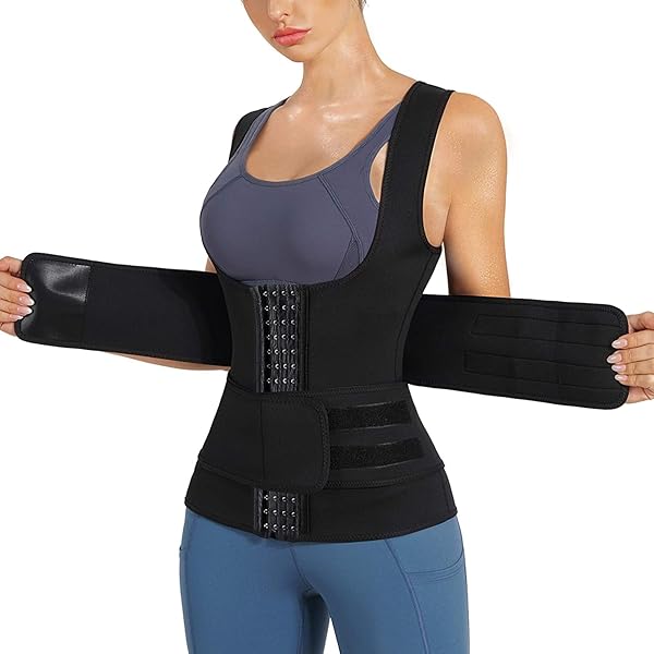 KUMAYES Figuurvormend ondergoed voor dames, korset, bovenarm, shaperwear, postchirurgisch lichaam, lange mouwen, bovendeel om af te vallen, shaper, Zwart, M