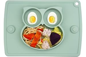 QSHARE Assiettes en silicone pour bébés, enfants en bas âge et enfants, 100% sans BPA et approuvées par la FDA, aspiration forte à la table, lave-vaisselle et au micro-ondes