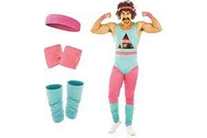 Fun Shack 80s Fitness Instructor Outfit, Aerobics Instructor Costume, 80s Fitness Instructor Costume Men, 80s Fancy Dress Men
