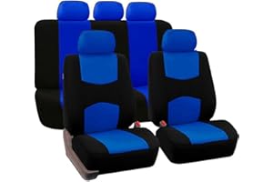 WODHMIEY Fundas Asientos Coche universales de 5 plazas, Apta para Fundas Asientos Coche universales Delanteros y Traseros con reposacabezas, Resistente al Desgaste y antideformación (Azul)