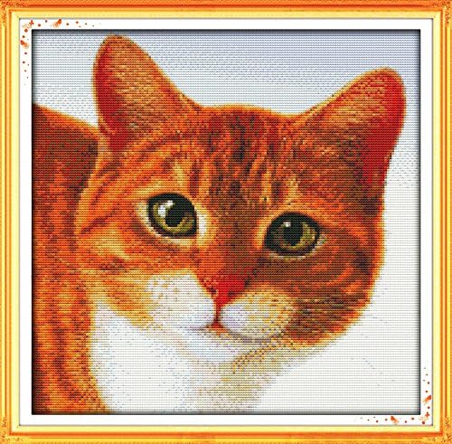 Cute My Love Cross Stitch Kit Cat No Skills with Stamped Cross Stitch 47 x 46 cm Printed Cross Stitch Kit