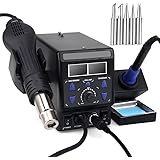 700W 2 in 1 Soldering Station, Hot Air Rework and Soldering Iron Station with °F /°C, Cool/Hot Air Conversion, Digital Temper