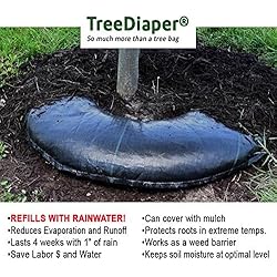 Smart Tree Watering Bag - AUTO REFILLS WITH RAIN and Slow Releases As Plant Needs - New Water Absorption Slow Release Technology Prevents Over and Under Watering - Large Tree Diaper 36" Ring For Trees