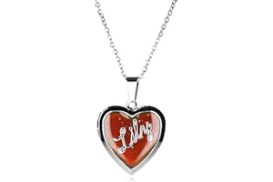 K to L Girls Personalised Name Heart Shaped Mood Locket Pendant Kids Necklace