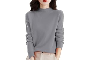 GENERIC Cashmere Jumpers Ladies Women's Semi Turtleneck Sweater Long Sleeve Solid Color Pullover with A Base Shirt Autumn and Winter Warm Loose Sweater Jumpers for Women UK