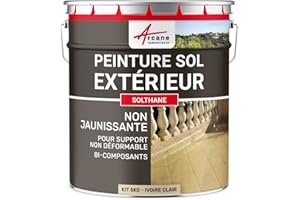 ARCANE INDUSTRIES Peinture sol extérieur intérieur pour béton haute résistance non jaunissante SOLTHANE - 5 kg Ivoire Claire - RAL 1015