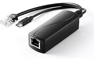 REVOTECH REVODATA Gigabit PoE Splitter Type C 5V/2.4A, 48V PoE vers USB-C 5V/2.4A Sortie, IEEE802.3af/at Standard 10/100/1000Mbps, Adaptateur Répartiteur PoE pour Maison Intelligente/Pi 4B/4B+ (TYPEC0502G)